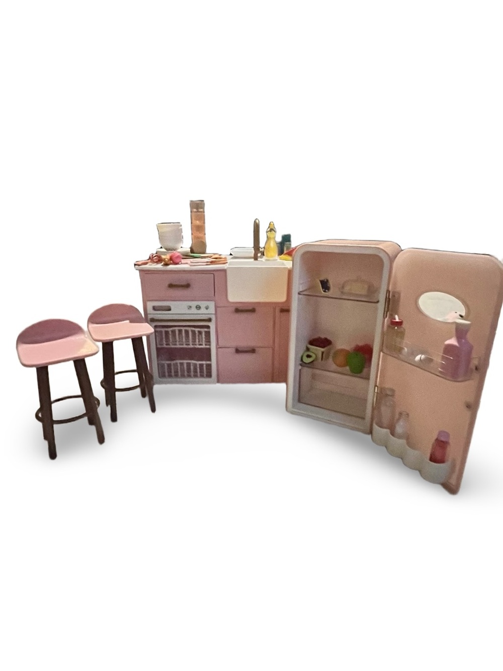 Our Generation 18” Doll Kitchen Island and Refrigerator Kitchen Accessories Lot
